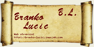 Branko Lučić vizit kartica